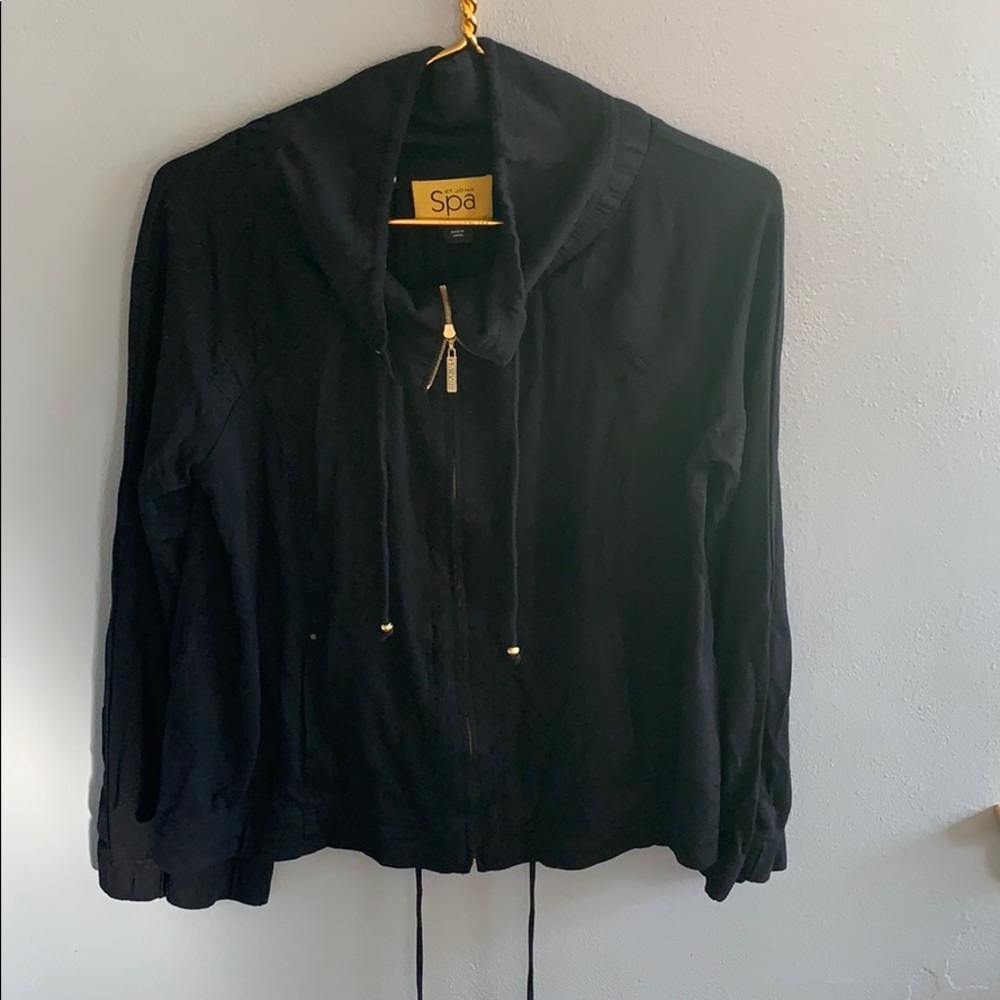 ST.JOHN SPA Black Zip Up Sweatshirt Jacket
